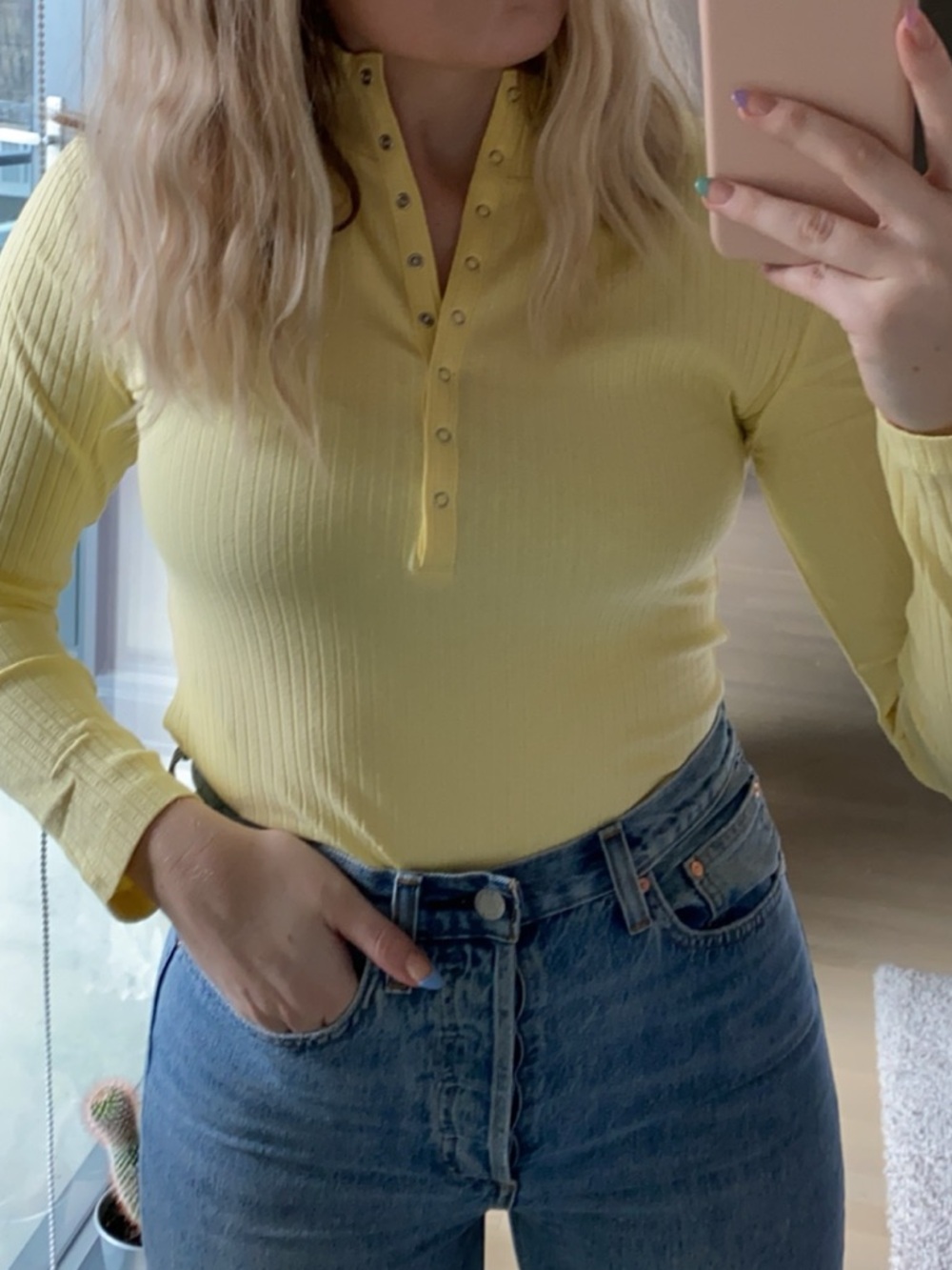 Zara Ribbed Bodysuit Long Sleeve - Yellow